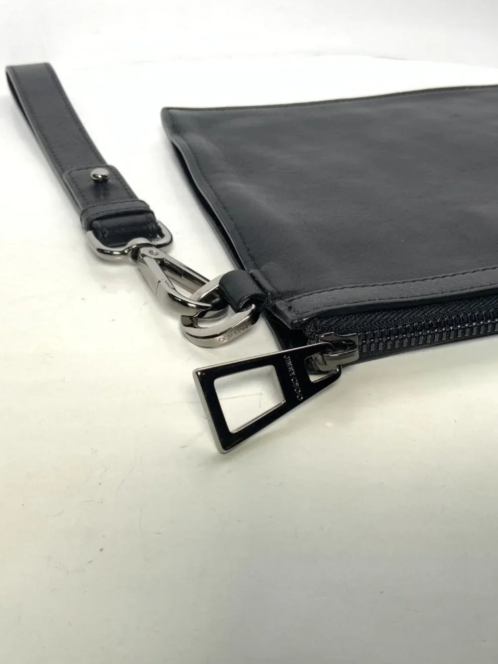 Jimmy Choo Black Leather Star Studded Clutch/Wristlet w/ Silver Accents
